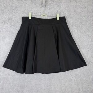NANAUSHKA Skater Flare Skirt Pleated Mini A-Line Cotton Size L Black Classic‎